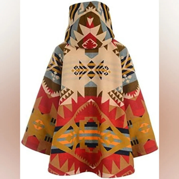 Casual Retro Print Hooded Jacket With Pockets, ORANJE, XL - Picture 6 of 12